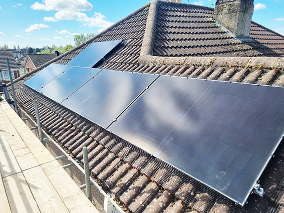 Solar panel array on a roof