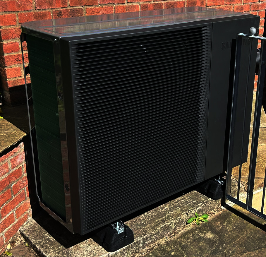 A Black Air Source Heat Pump