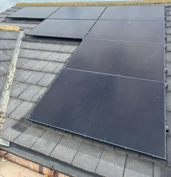 Solar panels on a pitched roof