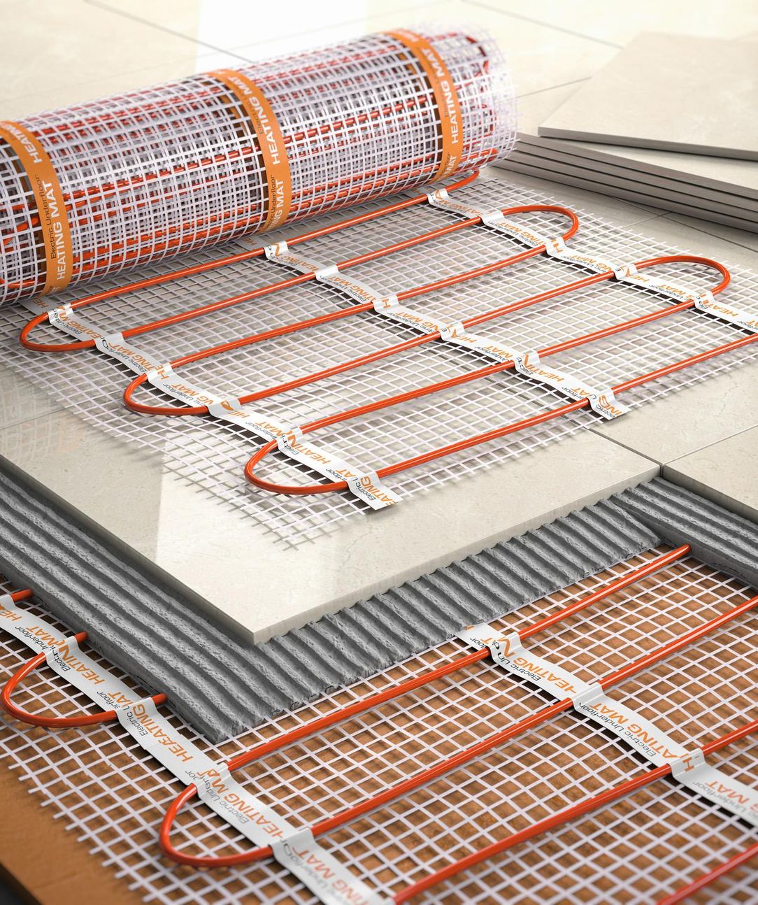 Layers being built ontop underfloor heating