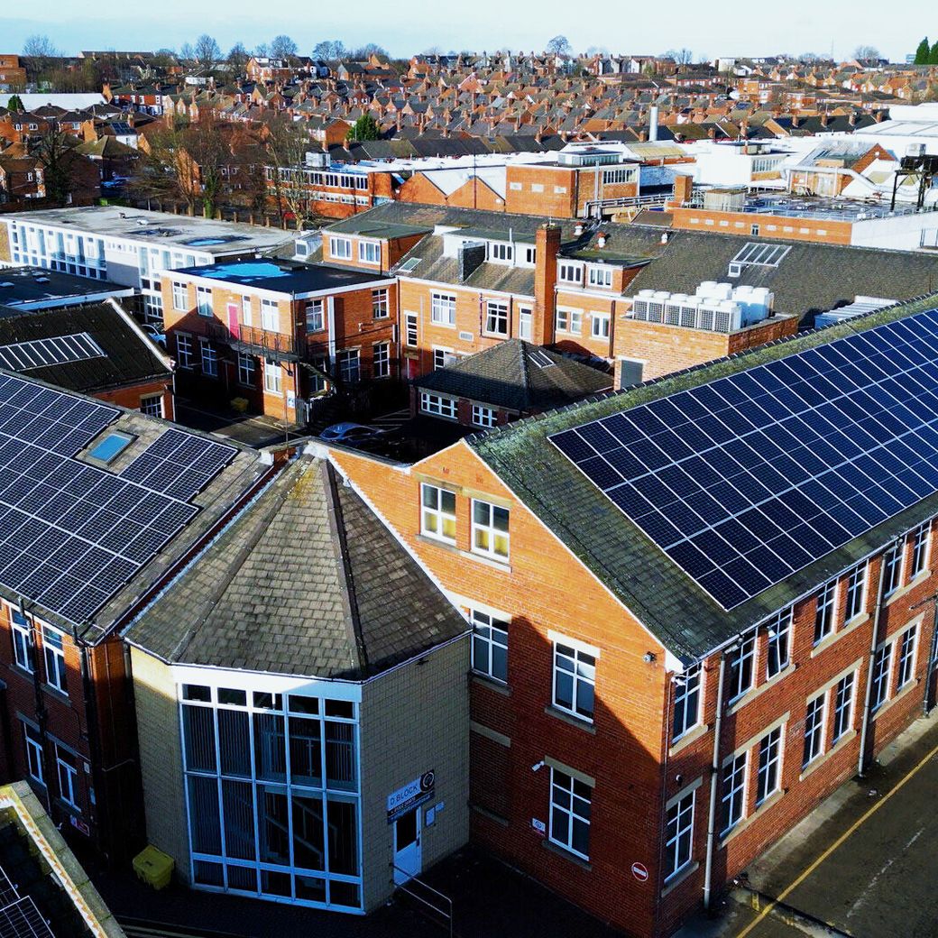 Commercial building fit with solar panels